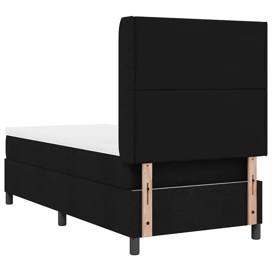 Lit à ressorts avec coussin Noir 190 x 90 cm tissu - 9