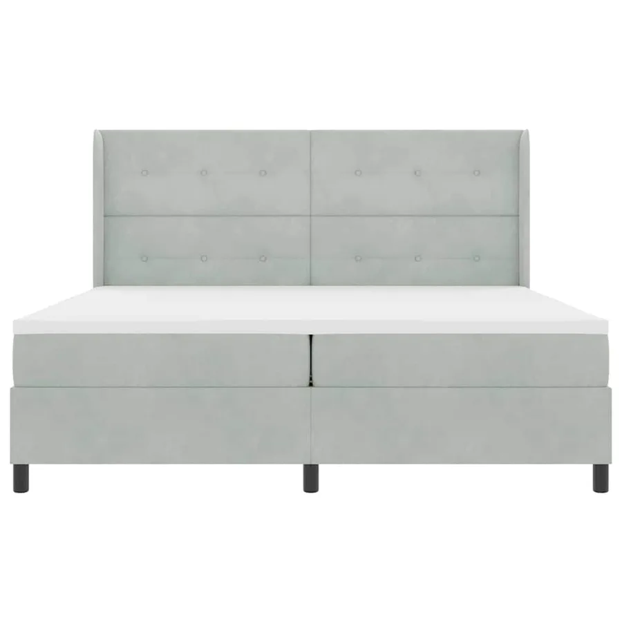 Lit à ressorts avec tête de lit Gris clair 200 x 200 cm Velours - 6