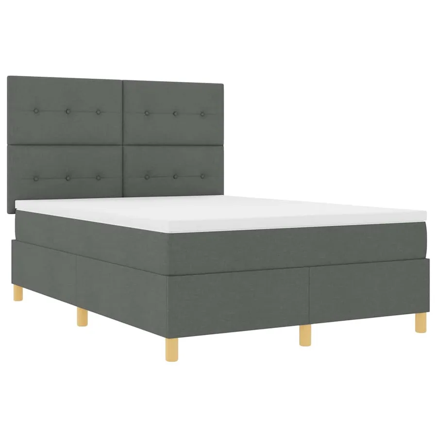 Lit à ressort LED Gris foncé 140 x 190 cm tissu - 6