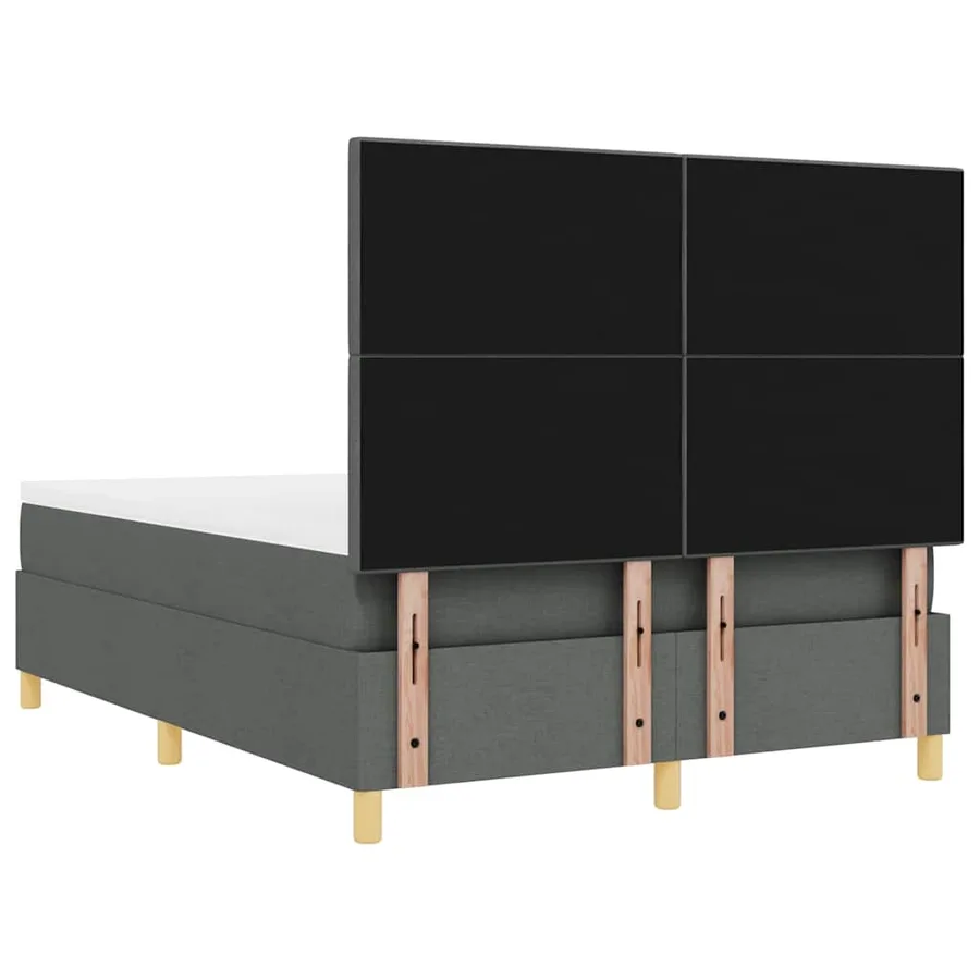 Lit à ressort LED Gris foncé 140 x 190 cm tissu - 8