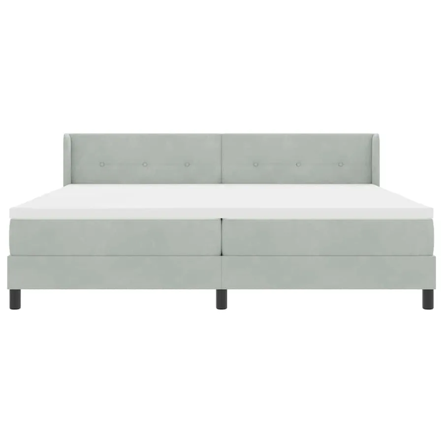 Lit à ressorts avec tête de lit Gris clair 200 x 200 cm Velours - 7