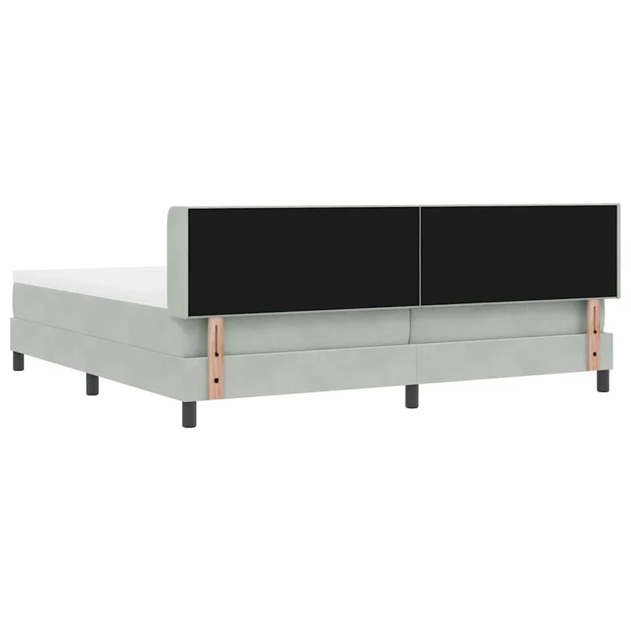 Lit à ressorts avec tête de lit Gris clair 200 x 200 cm Velours - 9