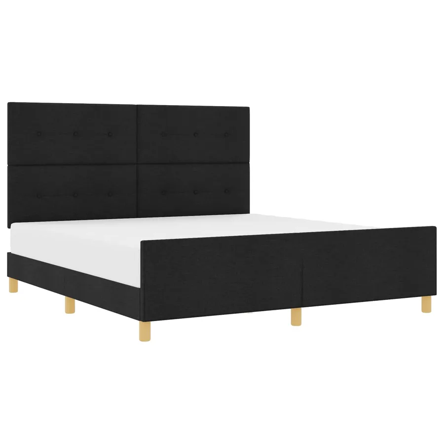 Cadre de lit avec tête de lit Noir 180 x 200 cm tissu - 2