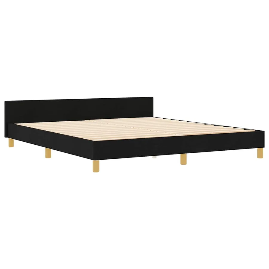 Cadre de lit avec tête de lit Noir 180 x 200 cm tissu - 4