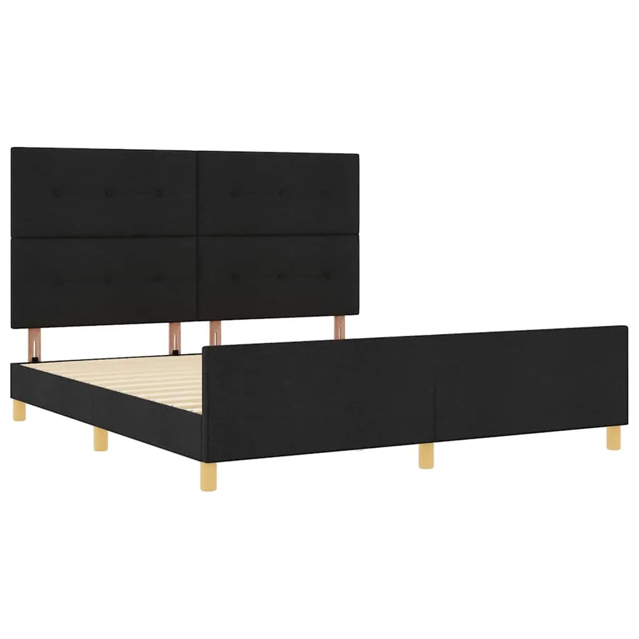 Cadre de lit avec tête de lit Noir 180 x 200 cm tissu - 5