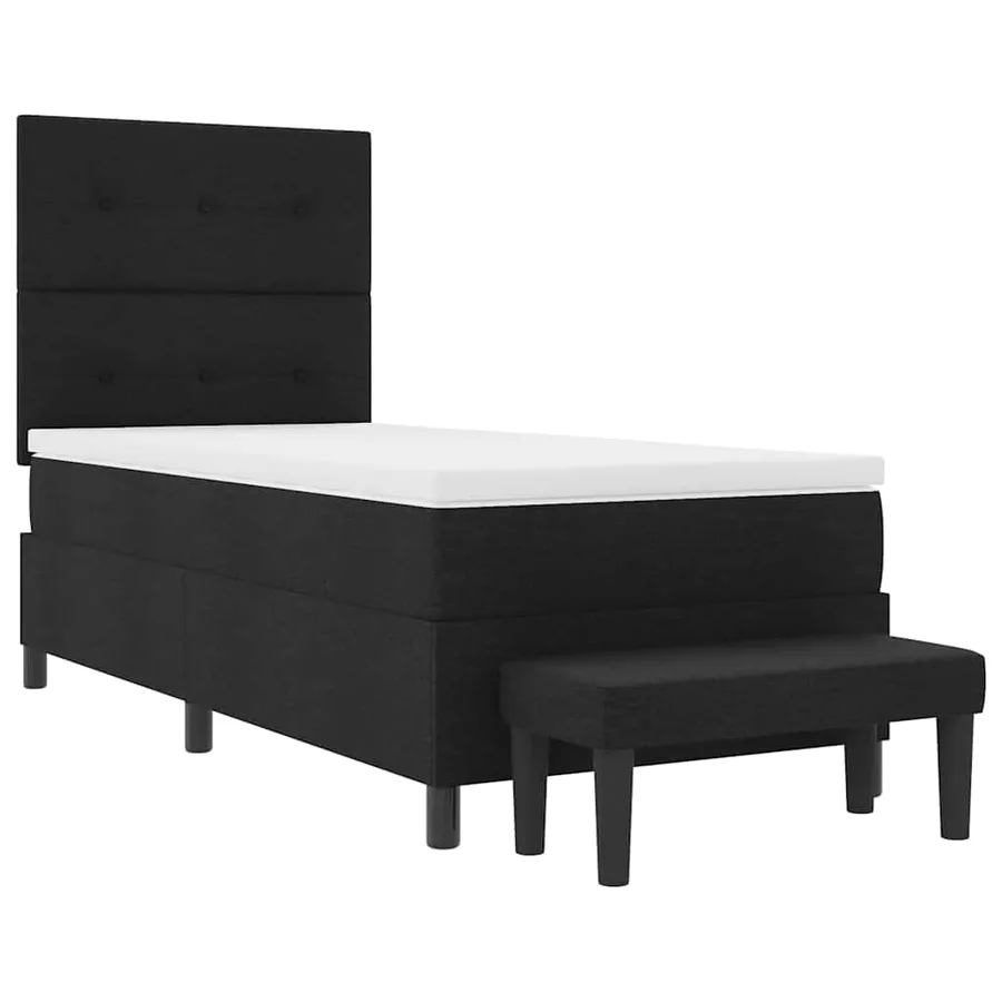 Lit à ressorts avec tête de lit Noir 90 x 200 cm tissu - 7