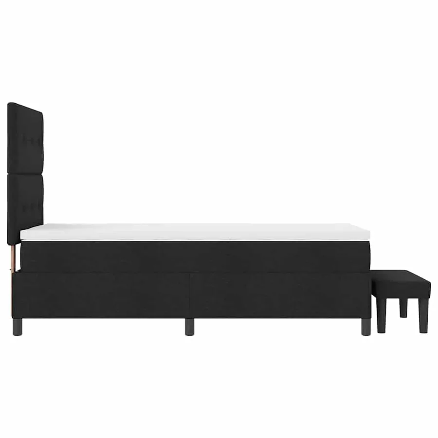 Lit à ressorts avec tête de lit Noir 90 x 200 cm tissu - 9