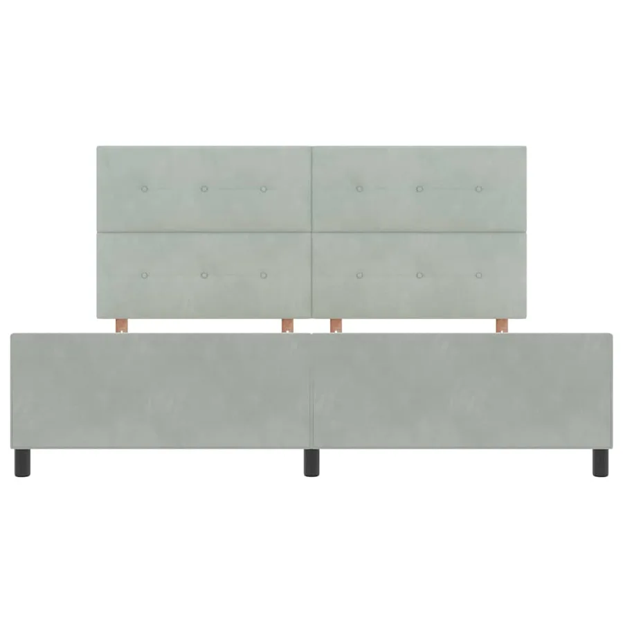 Lit à ressorts avec tête de lit Gris clair 200 x 200 cm Velours - 7
