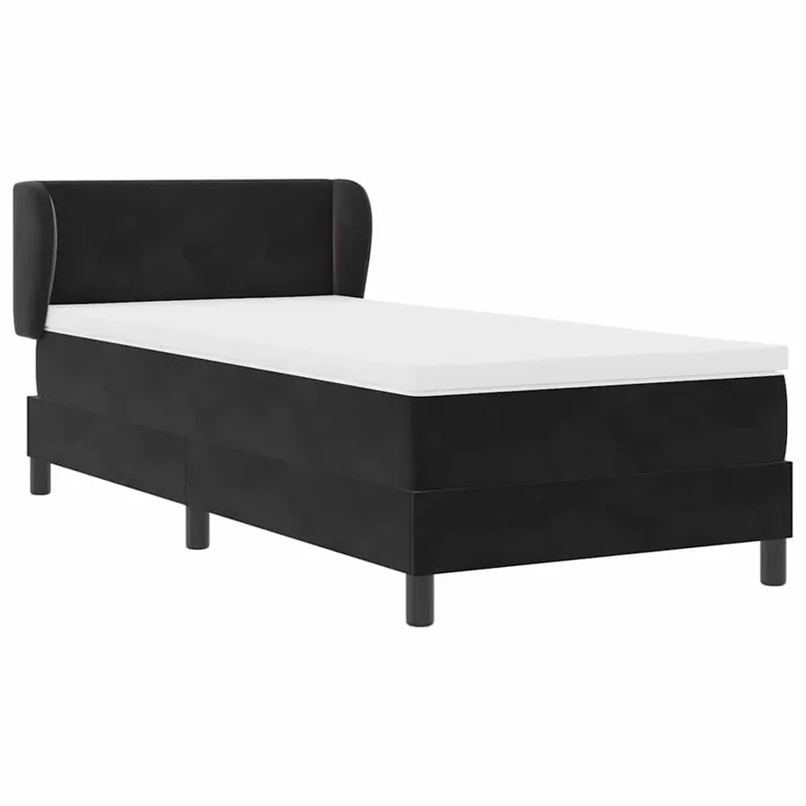 Lit à ressorts avec tête de lit Noir 100 x 200 cm Velours - 6