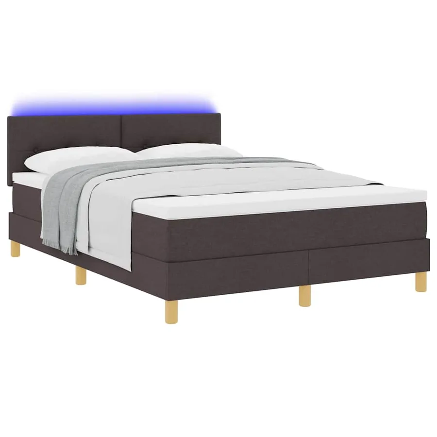Lit à ressort LED Marron foncé 160 x 200 cm tissu - 3