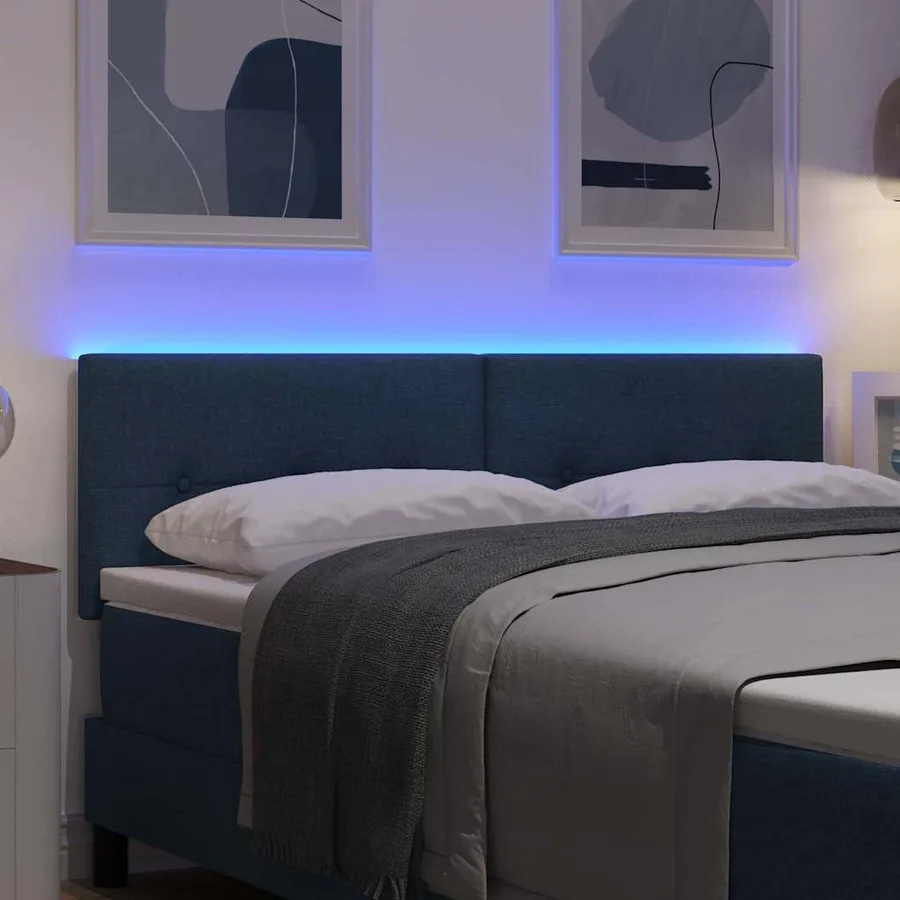 Tête de lit LED avec bandes LED Bleu 144 cm tissu - 4