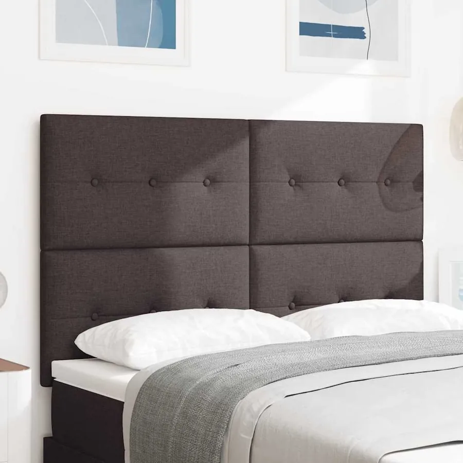 Tête de lit LED avec bandes LED Marron foncé 160 cm tissu