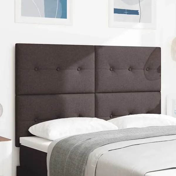 Tête de lit LED avec bandes LED Marron foncé 160 cm tissu