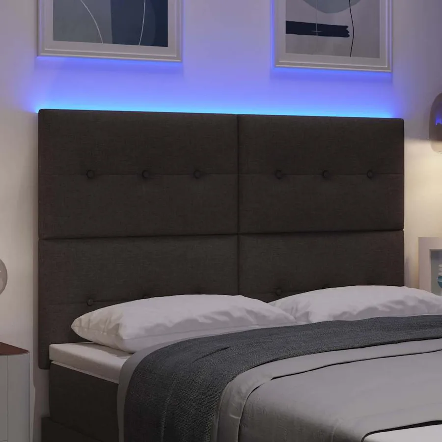 Tête de lit LED avec bandes LED Marron foncé 160 cm tissu - 4