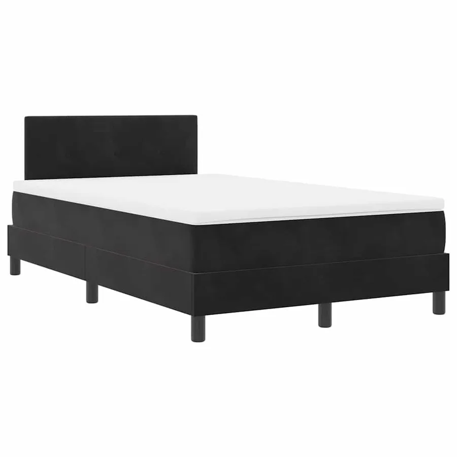 Lit à ressort LED avec coussin Noir 120 x 200 cm Velours - 2