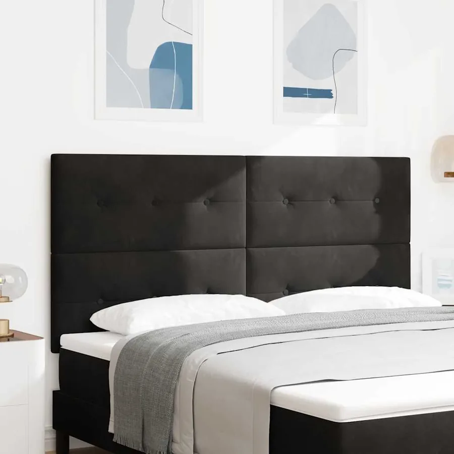 Tête de lit LED avec bandes LED Noir 180 cm Velours