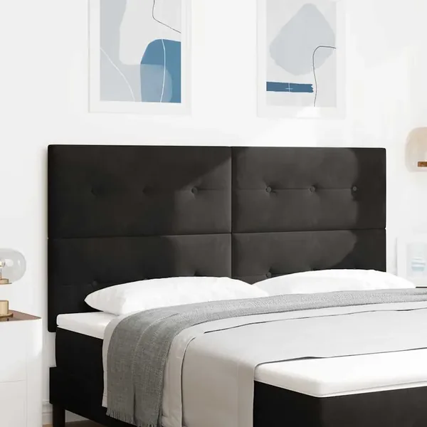 Tête de lit LED avec bandes LED Noir 180 cm Velours