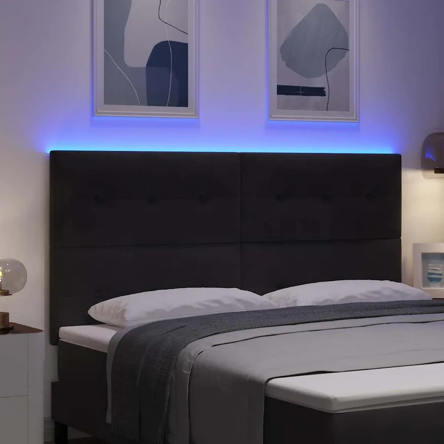 Tête de lit LED avec bandes LED Noir 180 cm Velours - 4