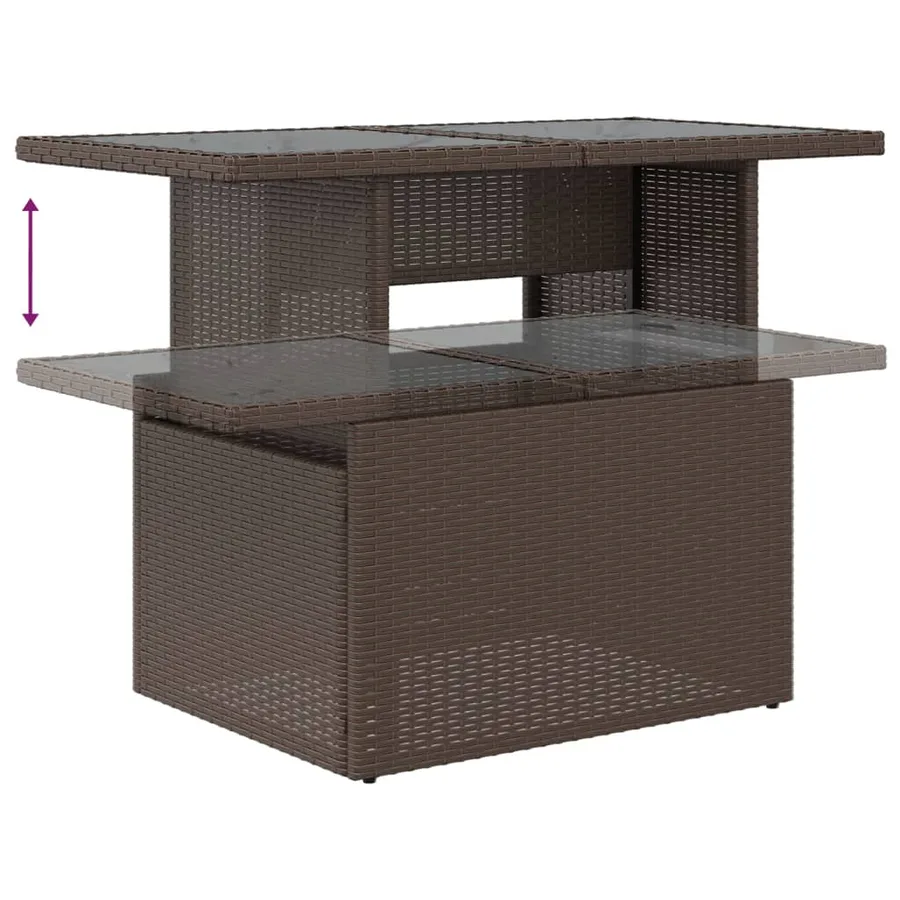 Ensemble de canapé de jardin 9 pcs avec coussins marron résine tressée - 8