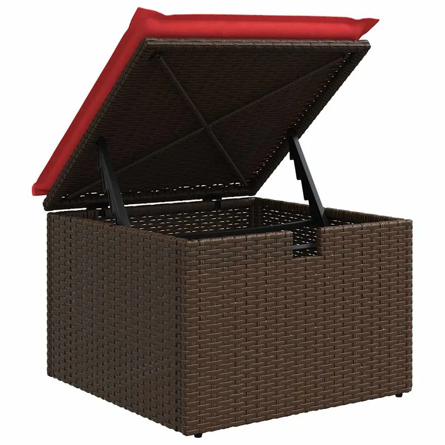 Salon de jardin 6 pcs avec coussins marron résine tressée - 9