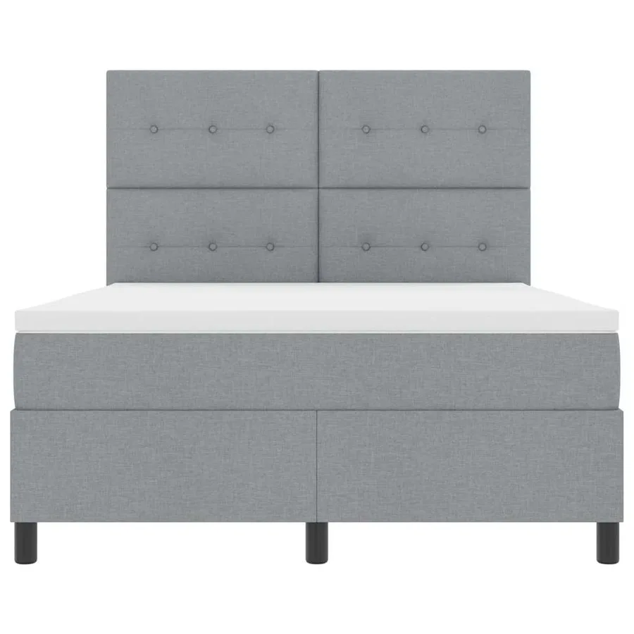 Lit à ressorts avec tête de lit Gris clair 140 x 190 cm tissu - 7