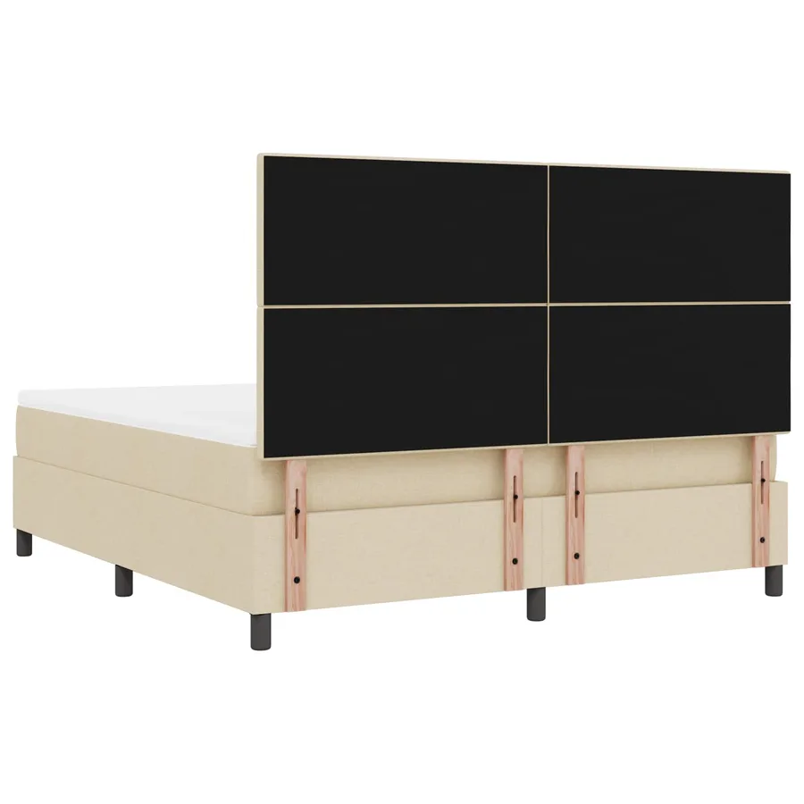 Lit à ressorts avec bandes LED Crème 180 x 200 cm tissu - 5