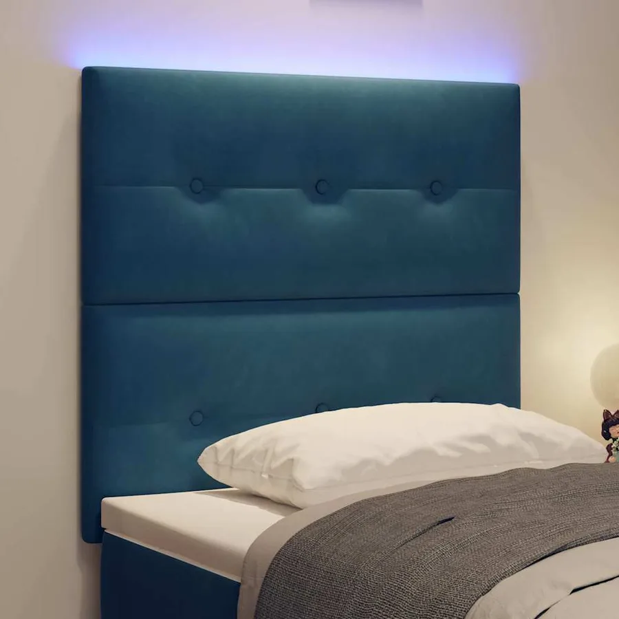 Tête de lit LED avec bandes LED Bleu 80 cm Velours - 4