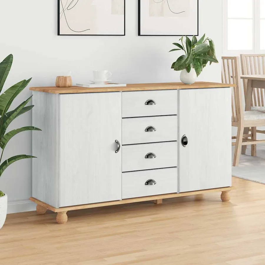 Buffet avec tiroir ASKIM 133,5 x 40 x 79 cm Bois de pin massif - 4