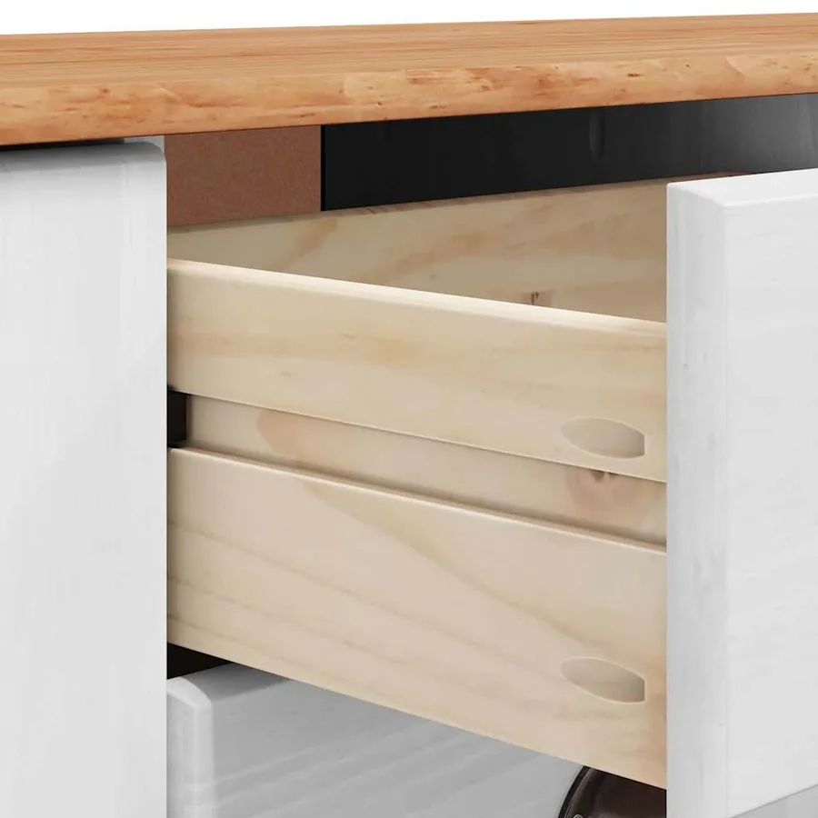 Buffet avec tiroir ASKIM 133,5 x 40 x 79 cm Bois de pin massif - 9