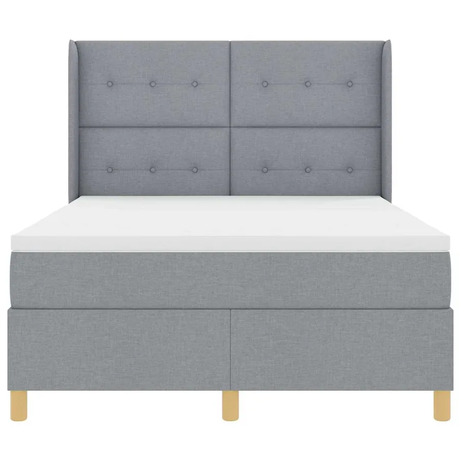 Lit à ressorts avec tête de lit Gris clair 140 x 200 cm tissu - 6