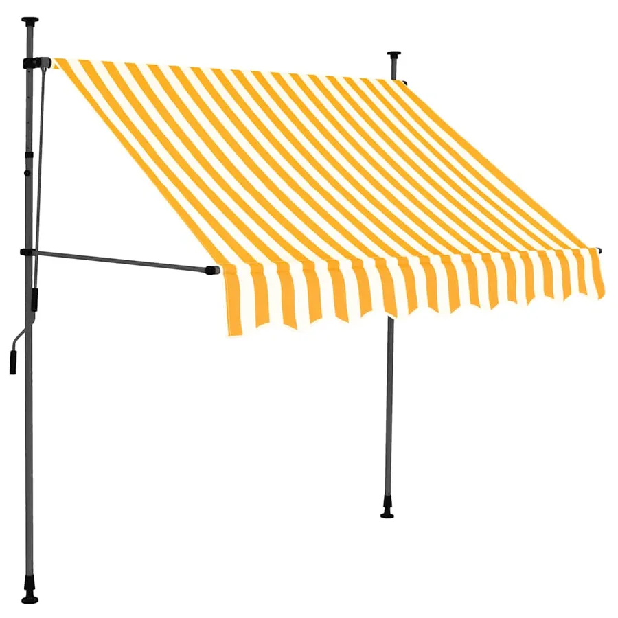 Auvent manuel rétractable avec LED 150 cm Blanc et orange - 2