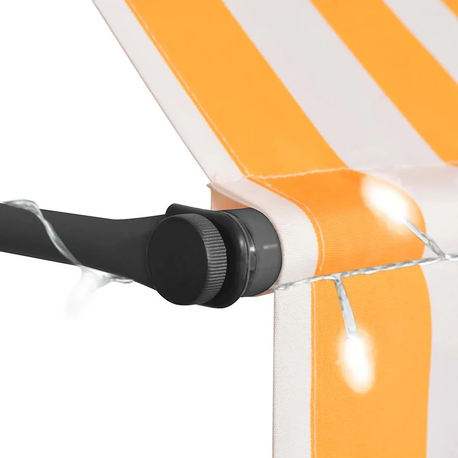 Auvent manuel rétractable avec LED 150 cm Blanc et orange - 4