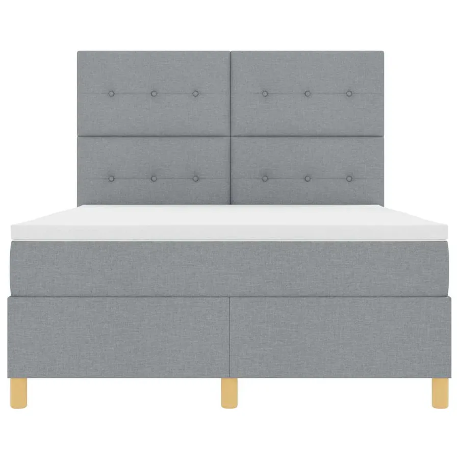 Lit à ressorts avec tête de lit Gris clair 140 x 190 cm tissu - 7