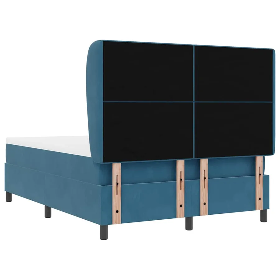 Lit à ressorts avec tête de lit Bleu foncé 190 x 140 cm Velours - 9