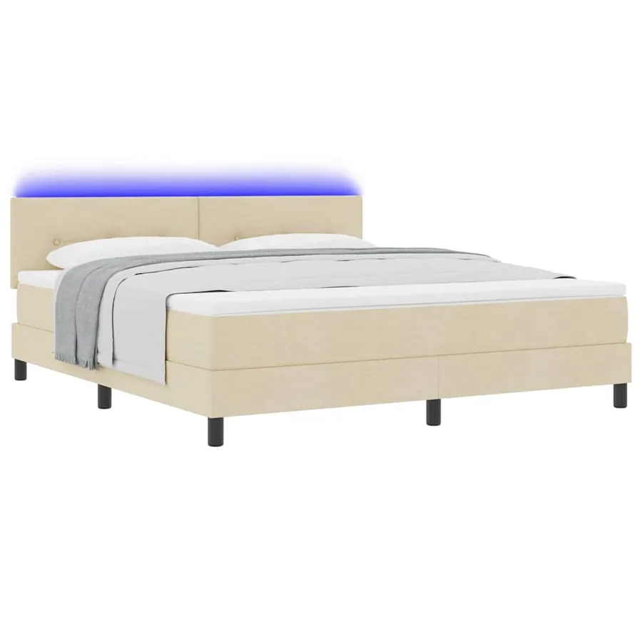 Lit à ressorts avec bandes LED Crème 180 x 200 cm tissu - 3