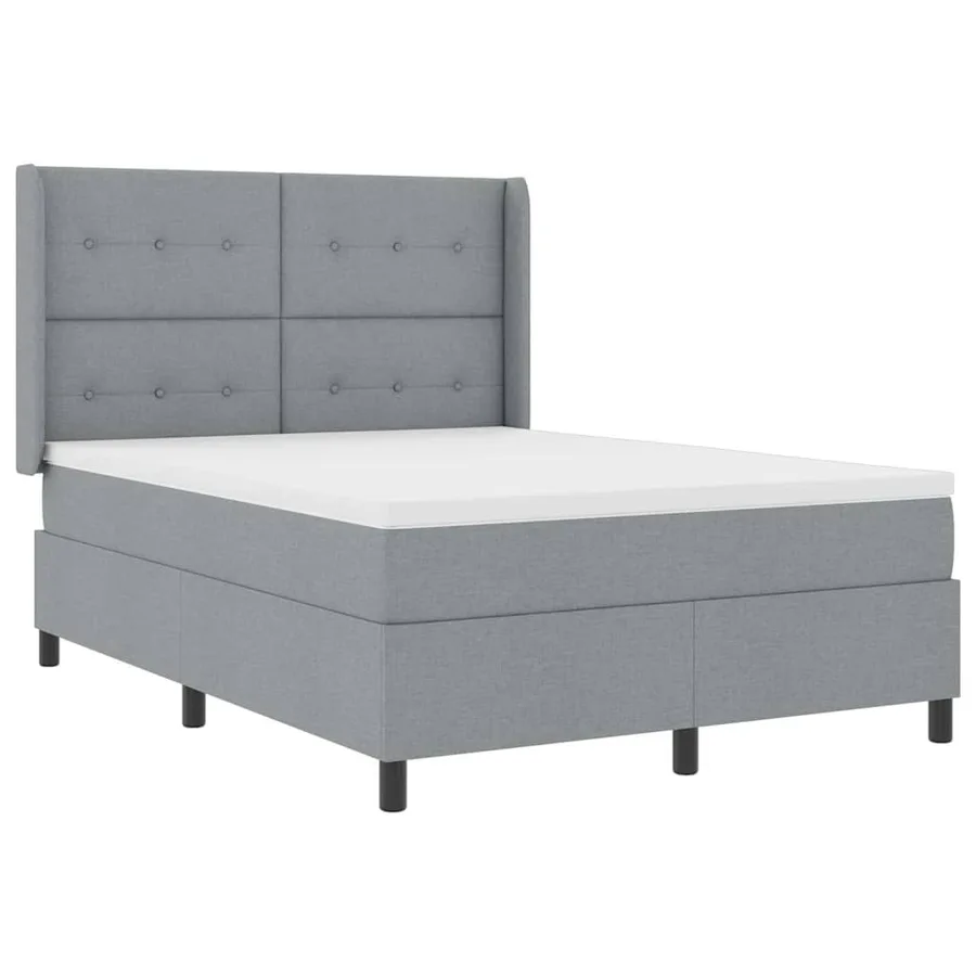 Lit à ressort LED Gris clair 140 x 190 cm tissu - 2