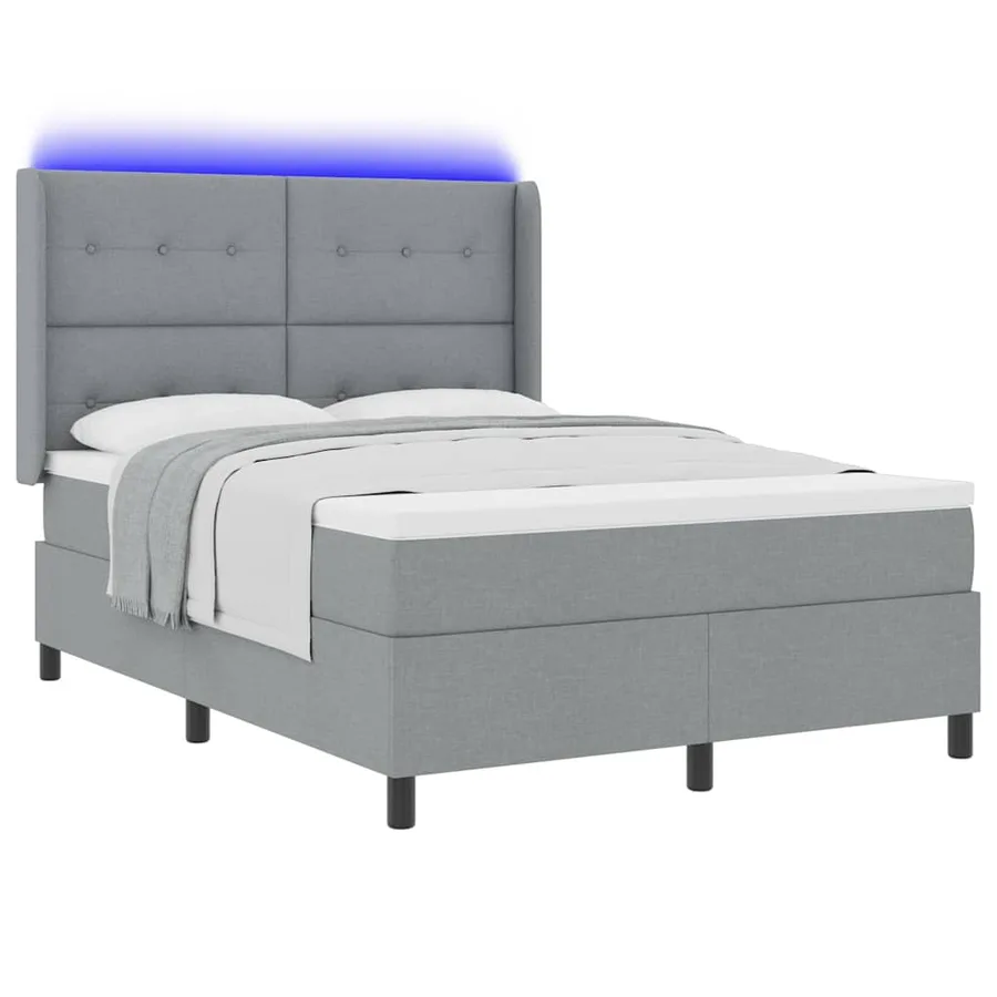 Lit à ressort LED Gris clair 140 x 190 cm tissu - 3