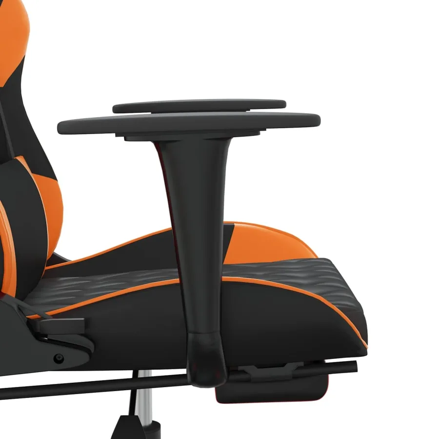 Chaise de jeu avec repose-pied Noir et orange Similicuir - 10