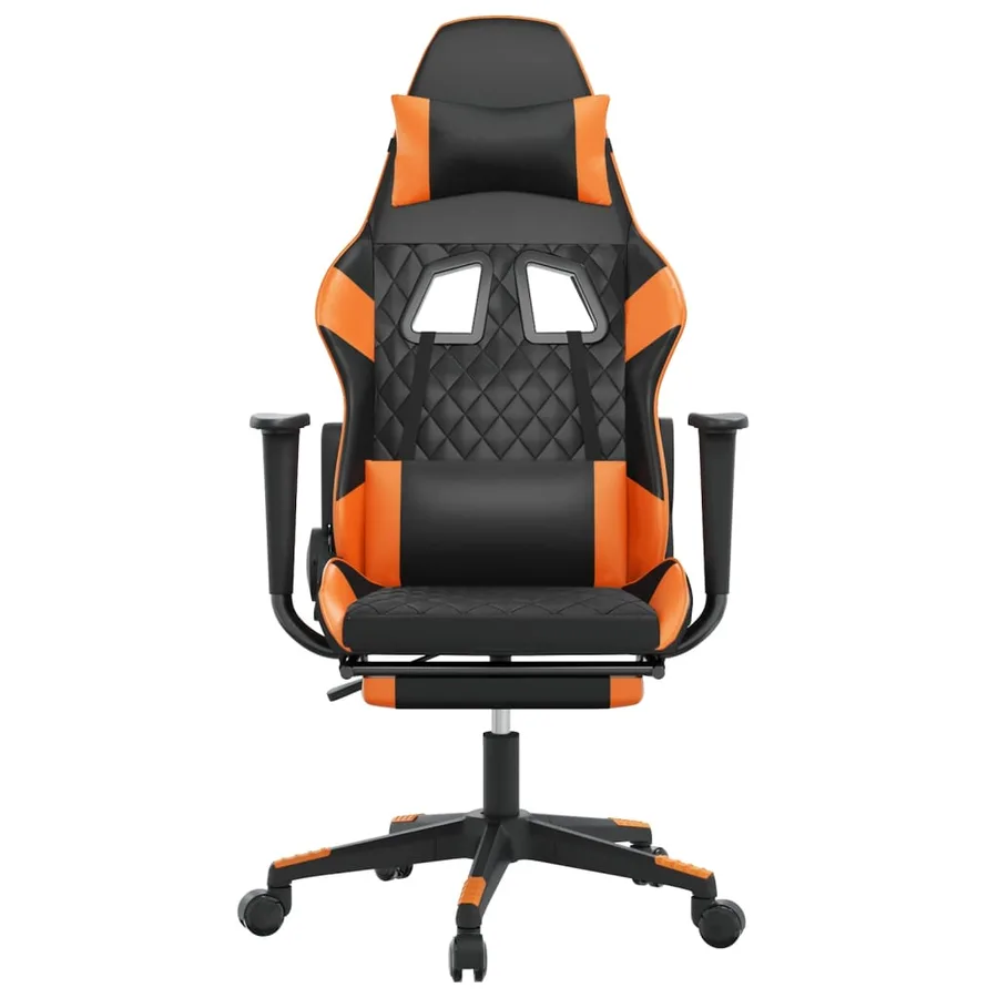 Chaise de jeu avec repose-pied Noir et orange Similicuir - 3