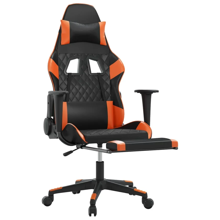 Chaise de jeu avec repose-pied Noir et orange Similicuir - 6