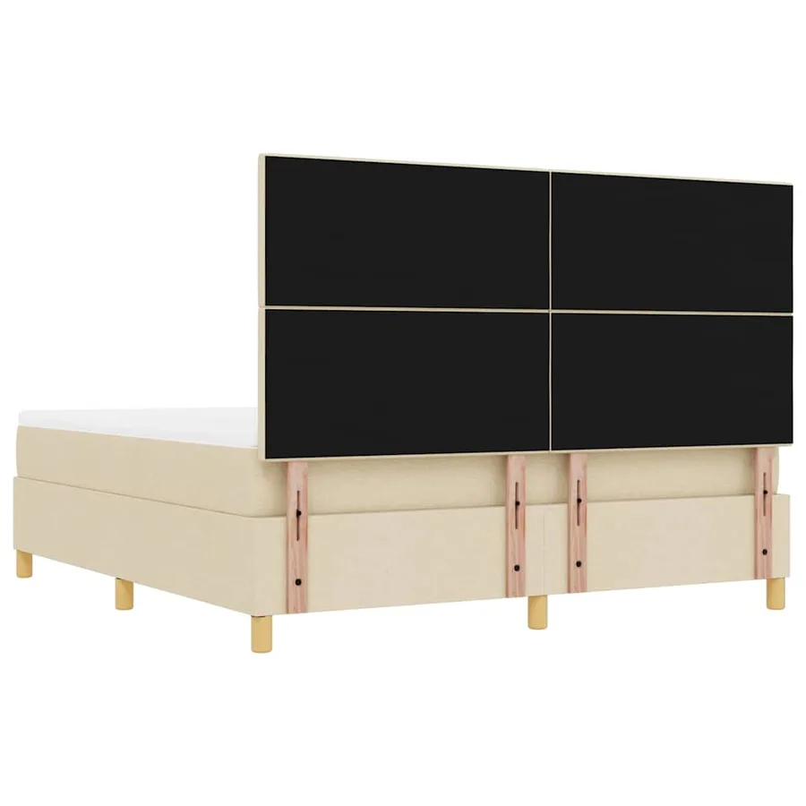 Lit à ressorts avec tête de lit Crème 200 x 180 cm tissu - 10