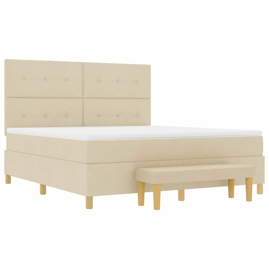 Lit à ressorts avec tête de lit Crème 200 x 180 cm tissu - 7