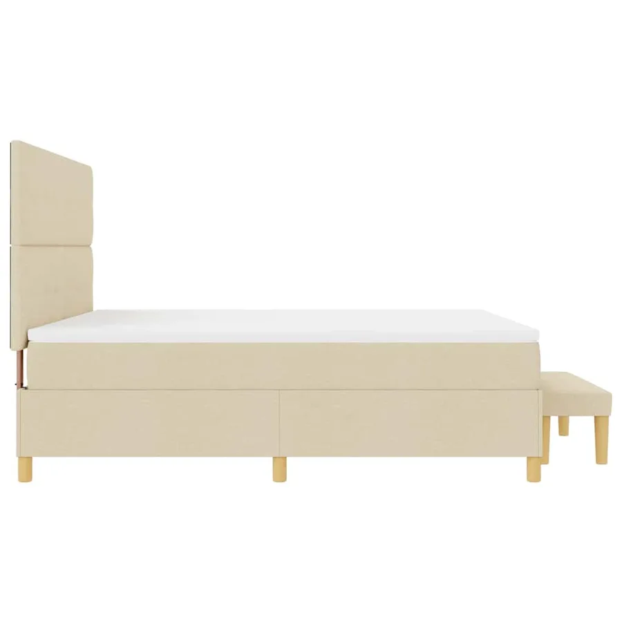 Lit à ressorts avec tête de lit Crème 200 x 180 cm tissu - 9