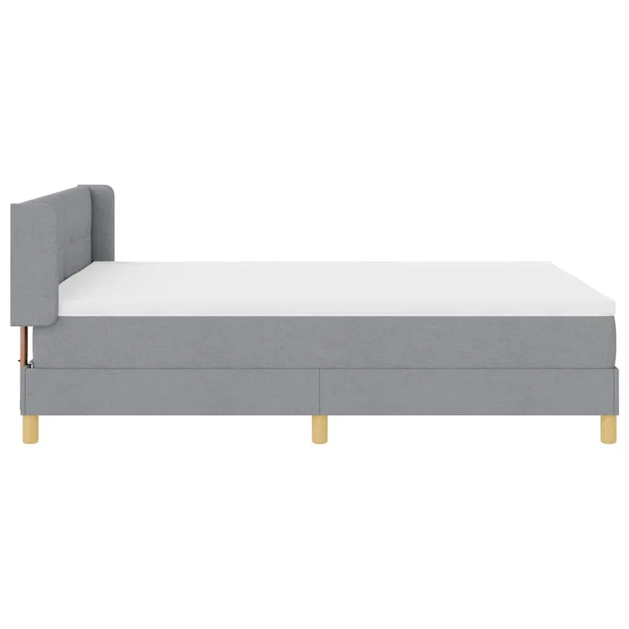 Lit à ressorts avec tête de lit Gris clair 200 x 140 cm tissu - 7