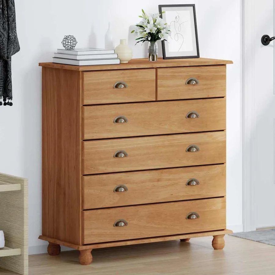 Commode ASKIM Marron 91 x 40 x 95,5 cm Bois de pin massif - 4