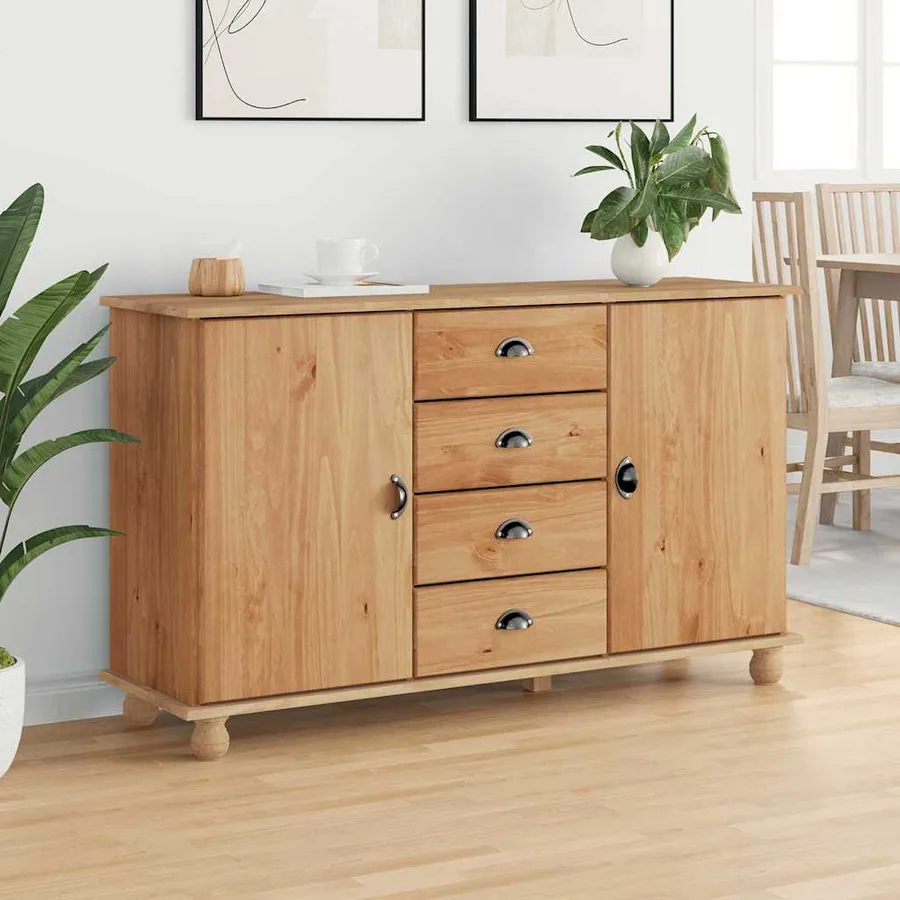 Buffet avec tiroir ASKIM 133,5 x 40 x 79 cm Bois de pin massif - 4