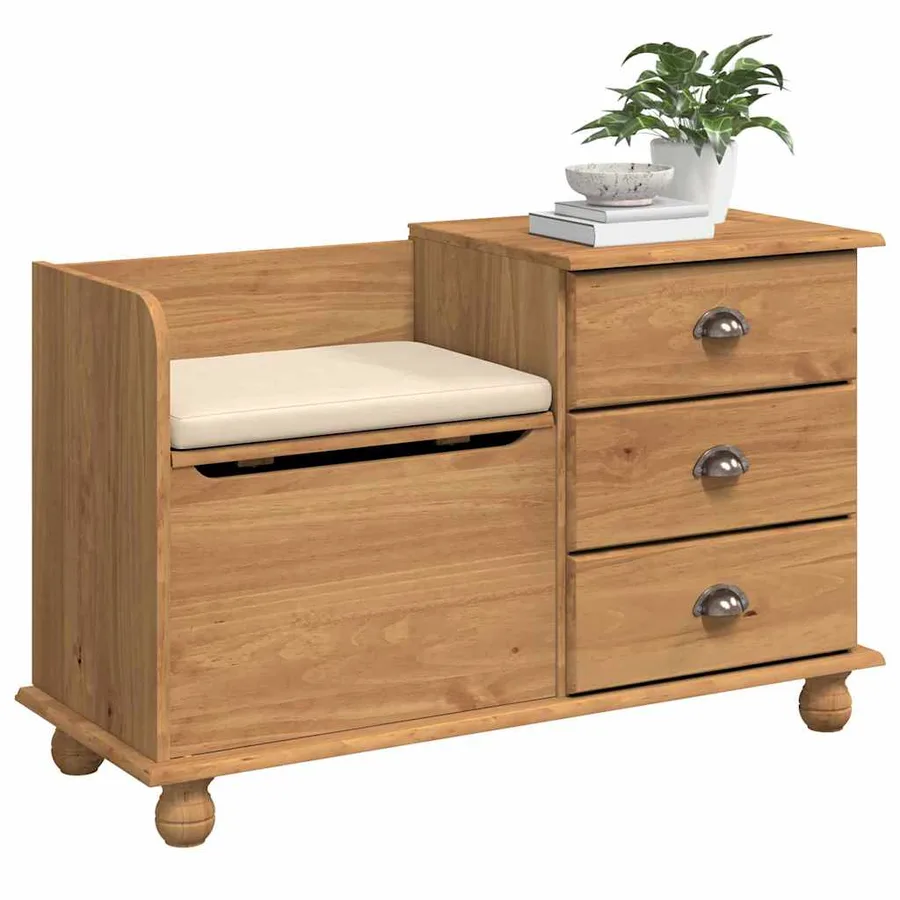 Banc de rangement avec tiroir ASKIM Marron 100 x 39 x 62 cm - 3