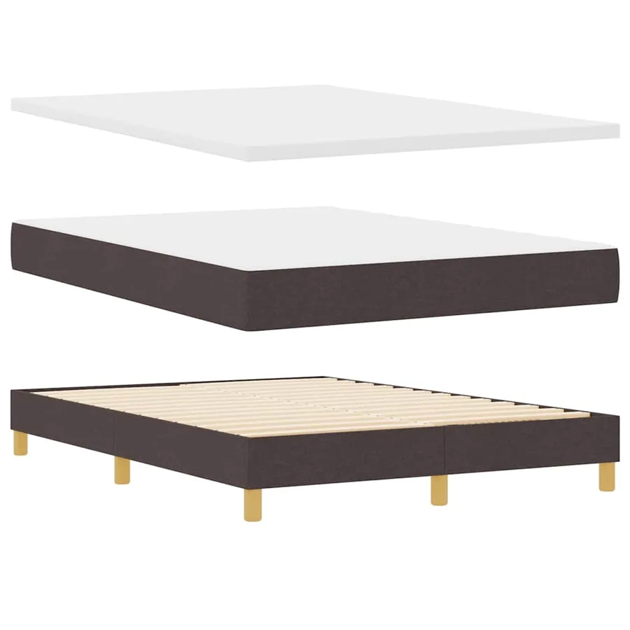 Lit à ressort LED Marron foncé 140 x 190 cm tissu - 6