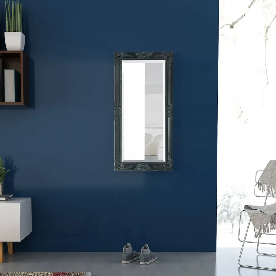 Miroir mural style baroque 100x50 cm noir - 3