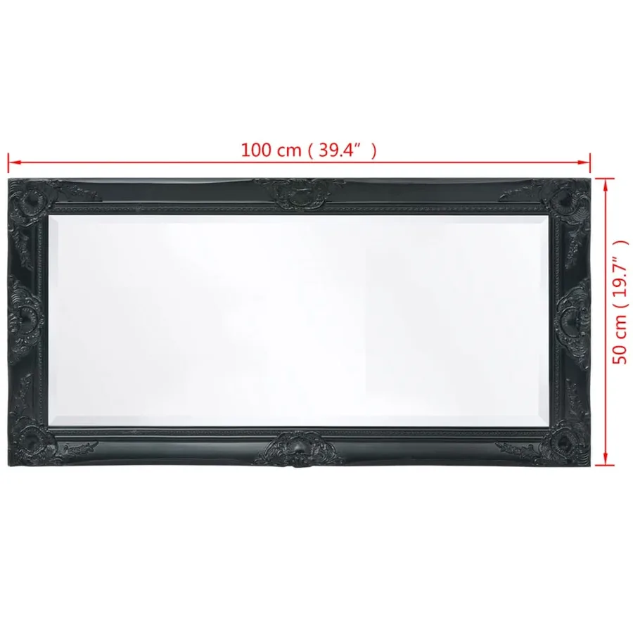 Miroir mural style baroque 100x50 cm noir - 9